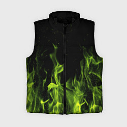 Женский жилет Зелёный огонь текстура, цвет: 3D-черный