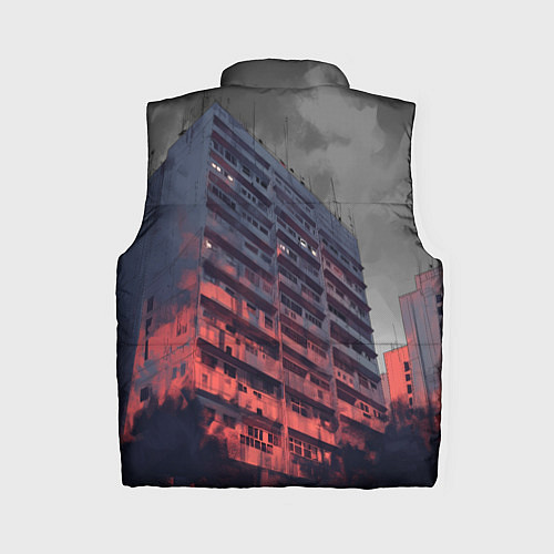 Женский жилет Сумрачный спальный район / 3D-Красный – фото 2