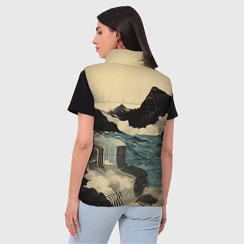 Женский жилет Ретро пейзаж в Японском стиле / 3D-Светло-серый – фото 4