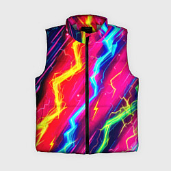 Женский жилет Абстракция из неоновых молний - нейроарт, цвет: 3D-светло-серый