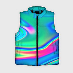 Женский жилет Неоновые голографические краски - светло-голубоват, цвет: 3D-черный