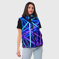 Женский жилет Неоновая текстура геометрия, цвет: 3D-красный — фото 2