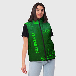 Женский жилет Subaru - green gradient вертикально, цвет: 3D-черный — фото 2