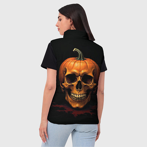 Женский жилет Череп-тыква для Хэллоуина / 3D-Светло-серый – фото 4