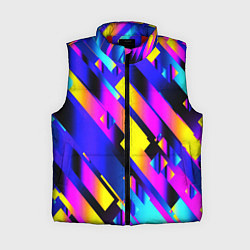 Женский жилет Неоновая геометрия плитка, цвет: 3D-красный