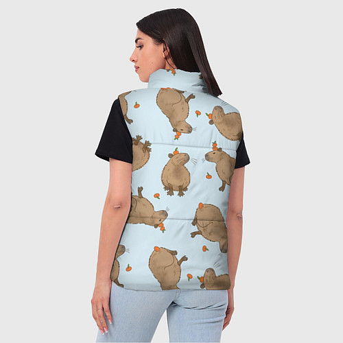 Женский жилет Паттерн с капибарами и мандаринками голубой / 3D-Светло-серый – фото 4