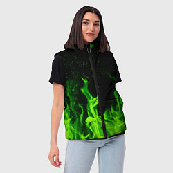 Женский жилет Огонь зелёный текстура, цвет: 3D-светло-серый — фото 2