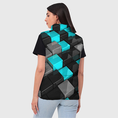 Женский жилет Абстрактные кубы / 3D-Светло-серый – фото 4