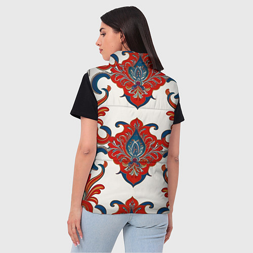 Женский жилет Узор красно-синий на белом фоне / 3D-Светло-серый – фото 4
