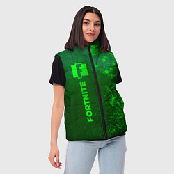 Женский жилет Fortnite - green gradient по-вертикали, цвет: 3D-черный — фото 2