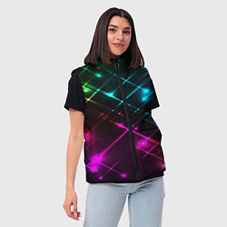 Женский жилет Неоновый свет абстракция, цвет: 3D-черный — фото 2