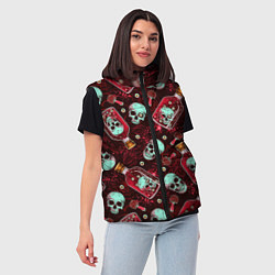 Женский жилет Череп в бутылке паттерн, цвет: 3D-черный — фото 2
