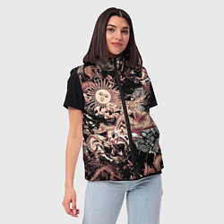 Женский жилет Драконы самурай и феникс, цвет: 3D-светло-серый — фото 2