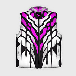 Женский жилет Агрессивные чёрно-розовые полосы на белом фоне