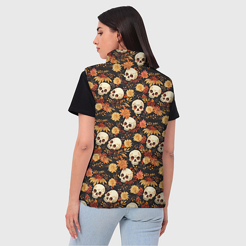 Женский жилет Черепа и цветы - паттерн / 3D-Светло-серый – фото 4