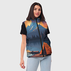Женский жилет Палатка на берегу озера, цвет: 3D-красный — фото 2