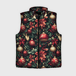 Женский жилет Паттерн с новогодними украшениями, цвет: 3D-светло-серый