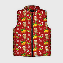 Женский жилет Новогодний паттерн пряня, цвет: 3D-светло-серый