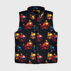 Женский жилет Новогодние шары паттерн, цвет: 3D-черный