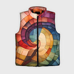 Женский жилет Разноцветная мозаика в виде спирали, цвет: 3D-черный