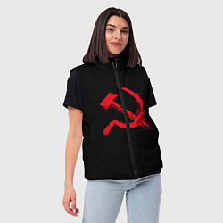 Женский жилет СССР логотип серп и молот, цвет: 3D-светло-серый — фото 2
