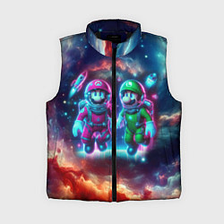 Женский жилет Марио и Луиджи в открытом космосе - неоновое свече, цвет: 3D-черный