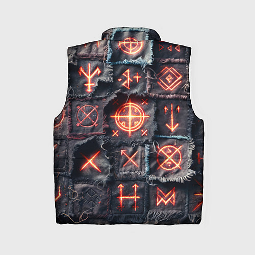 Женский жилет Символы викингов на пэчворк джинсах / 3D-Красный – фото 2