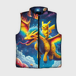 Женский жилет Pikachu on a fabulous dragon - neon glow, цвет: 3D-черный