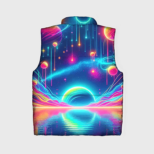 Женский жилет Неоновый космос - нейроарт фантазия / 3D-Красный – фото 2