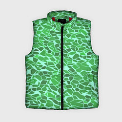 Женский жилет Зелёные плитки на салатовом фоне, цвет: 3D-красный