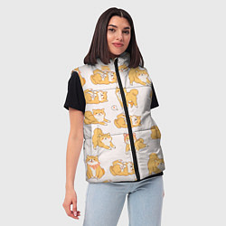 Женский жилет Паттерн сиба ину, цвет: 3D-светло-серый — фото 2