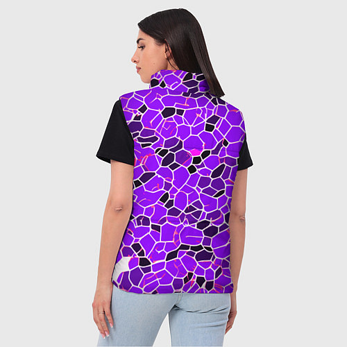 Женский жилет Абстрактные плитки фиолетовые и чёрные / 3D-Светло-серый – фото 4