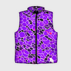 Женский жилет Абстрактные плитки фиолетовые и чёрные, цвет: 3D-светло-серый