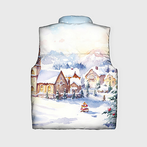 Женский жилет Новогодний снежный город / 3D-Красный – фото 2