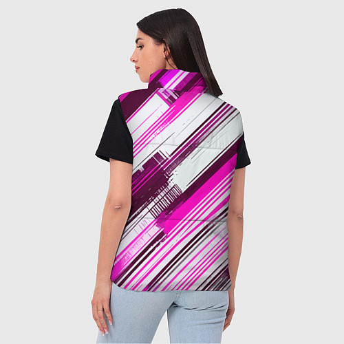 Женский жилет Розовые диагональные полосы на белом фоне / 3D-Светло-серый – фото 4