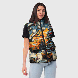 Женский жилет Новогоднее настроение и елка, цвет: 3D-красный — фото 2