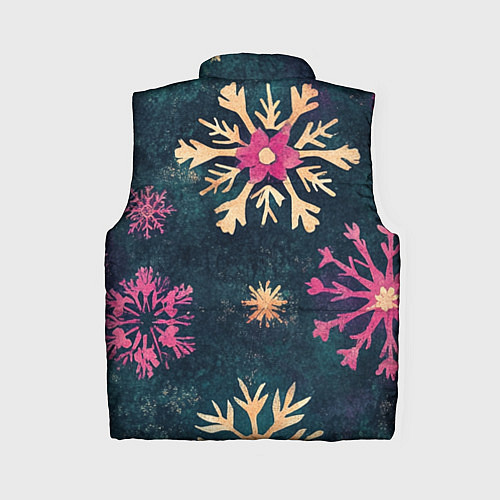 Женский жилет Новогодние разноцветные снежинки / 3D-Красный – фото 2