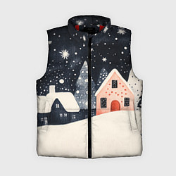Женский жилет Новогодняя ночь и розовый домик