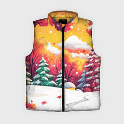Женский жилет Красно-желтые елочки, цвет: 3D-светло-серый