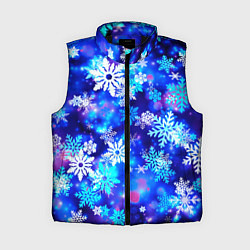 Женский жилет Яркие узоры снежинок, цвет: 3D-черный