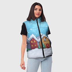 Женский жилет Домики новогодние, цвет: 3D-светло-серый — фото 2