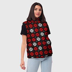 Женский жилет Red and white stars on a black background, цвет: 3D-красный — фото 2