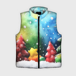 Женский жилет Акварельные новогодние елки