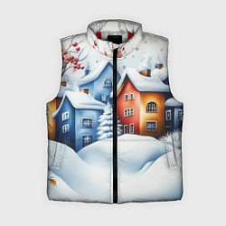 Женский жилет Зимний новогодний городской пейзаж, цвет: 3D-красный