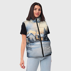 Женский жилет Зимний снежный двор, цвет: 3D-светло-серый — фото 2