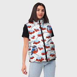 Женский жилет Снегири в шапочках на рябине, цвет: 3D-красный — фото 2
