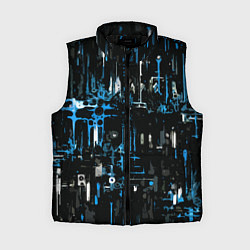 Женский жилет Бело-синяя тревожная абстракция на чёрном фоне, цвет: 3D-черный