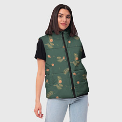 Женский жилет Сосновые ветки и шишки, цвет: 3D-черный — фото 2
