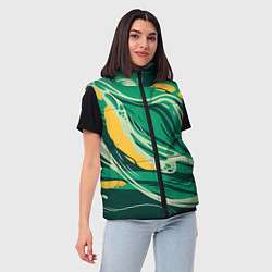 Женский жилет Абстрактные полосы в зелёных тонах, цвет: 3D-красный — фото 2