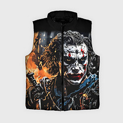 Женский жилет Джокер на фоне огня, цвет: 3D-черный